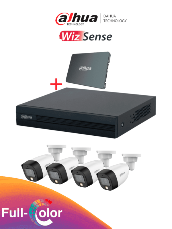 DAHUA-DHT0250023-KIT-4-CANALES-WIZSENSE-CAMARAS-FULL-COLOR-2MP-SSD-512-PRINCIPAL-TVC DAHUA KIT/XVR1B04-I-SSD512G4HFW1209